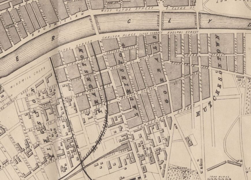 1847 Allan & Ferguson Plan of the City of Glasgow detail of Gorbals Parish