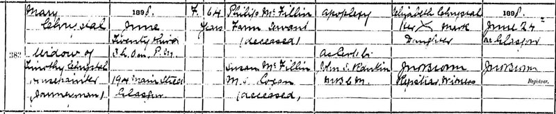1898-06-23 DEA Mary Chrystal widow of Timothy Chrystal - 194 Main Street [[N235-clip]]