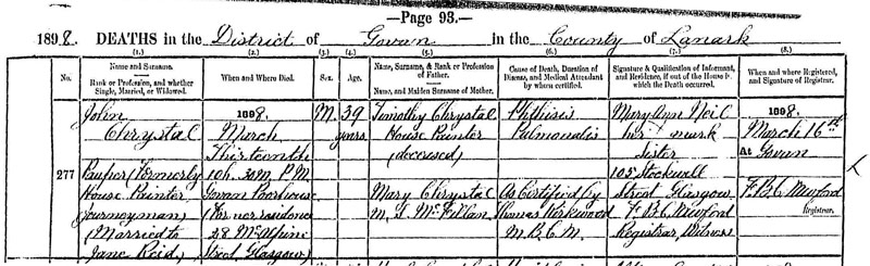 1898-03-12 DEA John Chrystal child of Timothy Cristal and Mary McFillan [[N438-clip]]