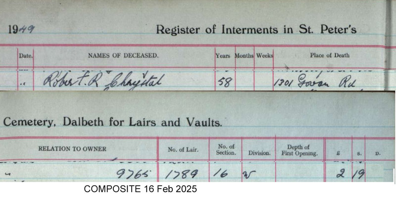 1949-12-29 BUR Robert Reid Chrystal child of John Chrystal & Mary Jane Reid [[N444-clip]]