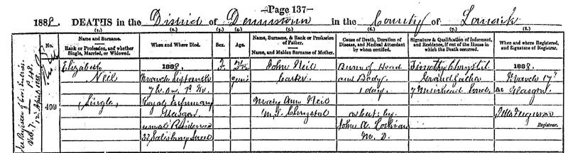 1866-03-16 DEA Elizabeth Neil child of John Neil and Mary Anne Chrystal [[N237]]