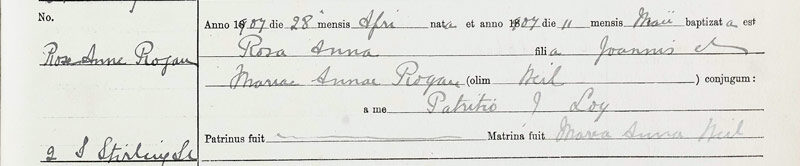 1907-04-28 BIR BAP Rose Ann Rogan child of John Rogan and Mary Anne Neil [[N246]]