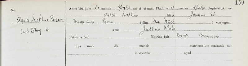 1914-04-04 BIR BAP Agnes Josephine Rogan child of John Rogan and Mary Anne Neil [[N250]]