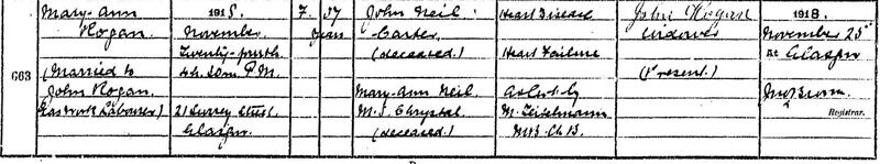 1918-11-24 DEA Mary Anne Rogan or Neil - 21 Surrey Street [[N251]]