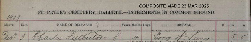 1909-12-03 BUR Charles Fullerton child of Robert J Fullerton + Sarah O'Neill [[N259]