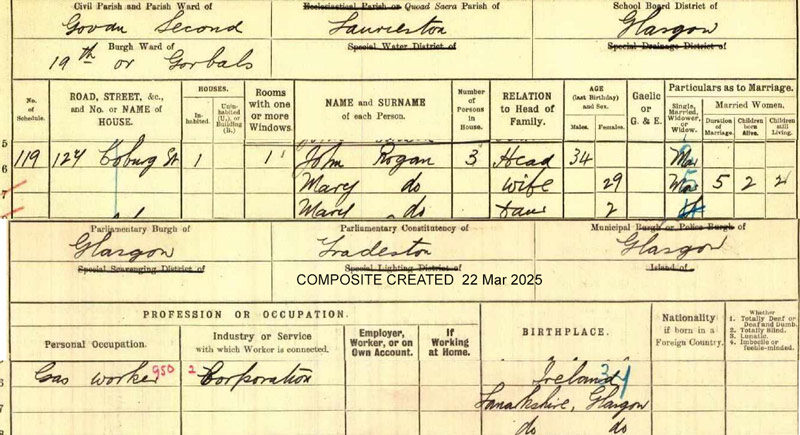 1911-04-02 CEN John Rogan and Mary Ann Neil 127 Coburg Street [[N452]