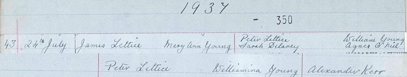 1937-07-24 MAR Mary Ann Chrystal O'Neil Young child of William Gow Young and Agnes Young MS O'Neil [N473]]