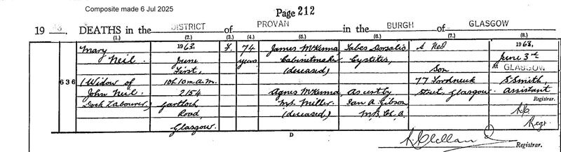 1963-06-01 DEA Mary Neil or McKenna wife of John Neil, 2154 Gartlock Road, Glasgow [[N344-clip]]