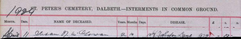 1934-04-11 BUR Susan Neil McGowan child of John McGowan + Elizabeth Chrystal Neil [[N354-clip]]