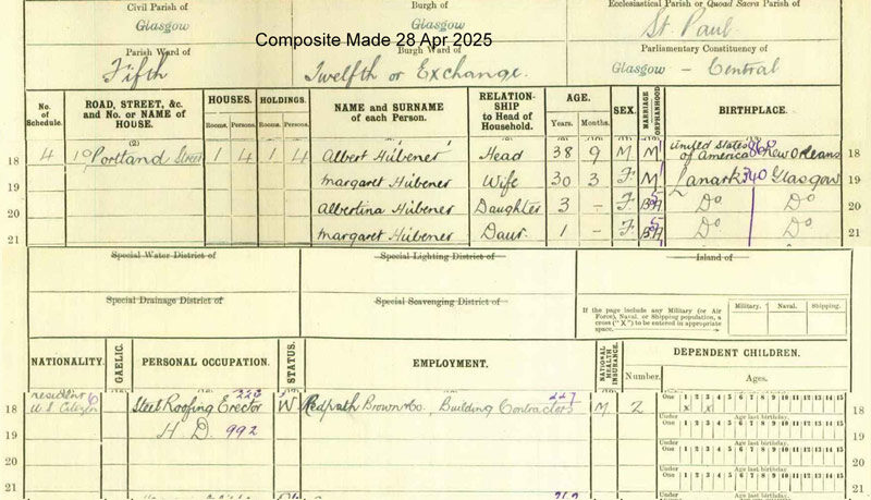 1921-06-19 CEN Albert Hubener + Margaret Docharty 19 Portland Street, St Rollox, Glasgow [[N500-clip]]
