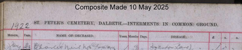 1922-01-20 BUR Charles Neil McGowan child of John Neil McGowan + Elizabeth Chrystal McGowan or Neil [[N520-clip]]