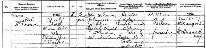 1934-04-09 DEA Susan Neil McGowan child of John Neil McGowan + Elizabeth Chrystal McGowan or Neil [[N525-clip]]