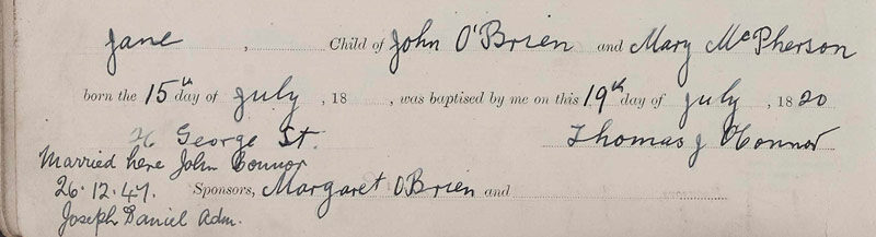 1920-07-15 BAP Jane O'Brien child of John O'Brien + Mary McPherson [[N452-clip]]