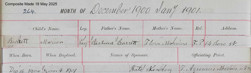 1901-12-16 BAP Marion Barrett wife of Charles Neil [[N527-clip]]