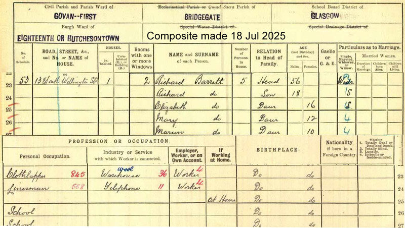 1911-04-02 CEN Richard Barrett , 138 South Wellington Road, Hutchesontown [[N545-clip]]