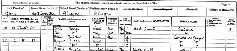 1881-04-03 CEN Ann Judge or Barrett and John Judge, 12 Thistle Street [[N564-clip]]