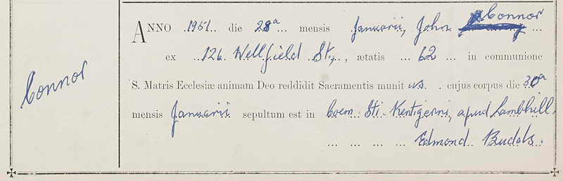 1951-01-30 BUR John Connor spouse of Susan Logan Neil, 126 Wellfield Street [[N678-clip]]