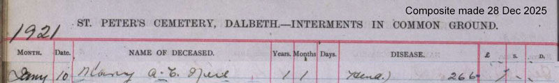1921-01-10 BUR Mary Ann Chrystal Neil  child of Timothy Chrystal Neil + Margaret McDonald [[N278-clip]]