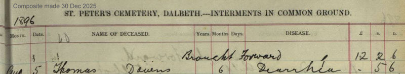 1896-08-05 BUR Thomas Downs son of Thomas Downs + Mary Ann Drummond [[N724-clip]]